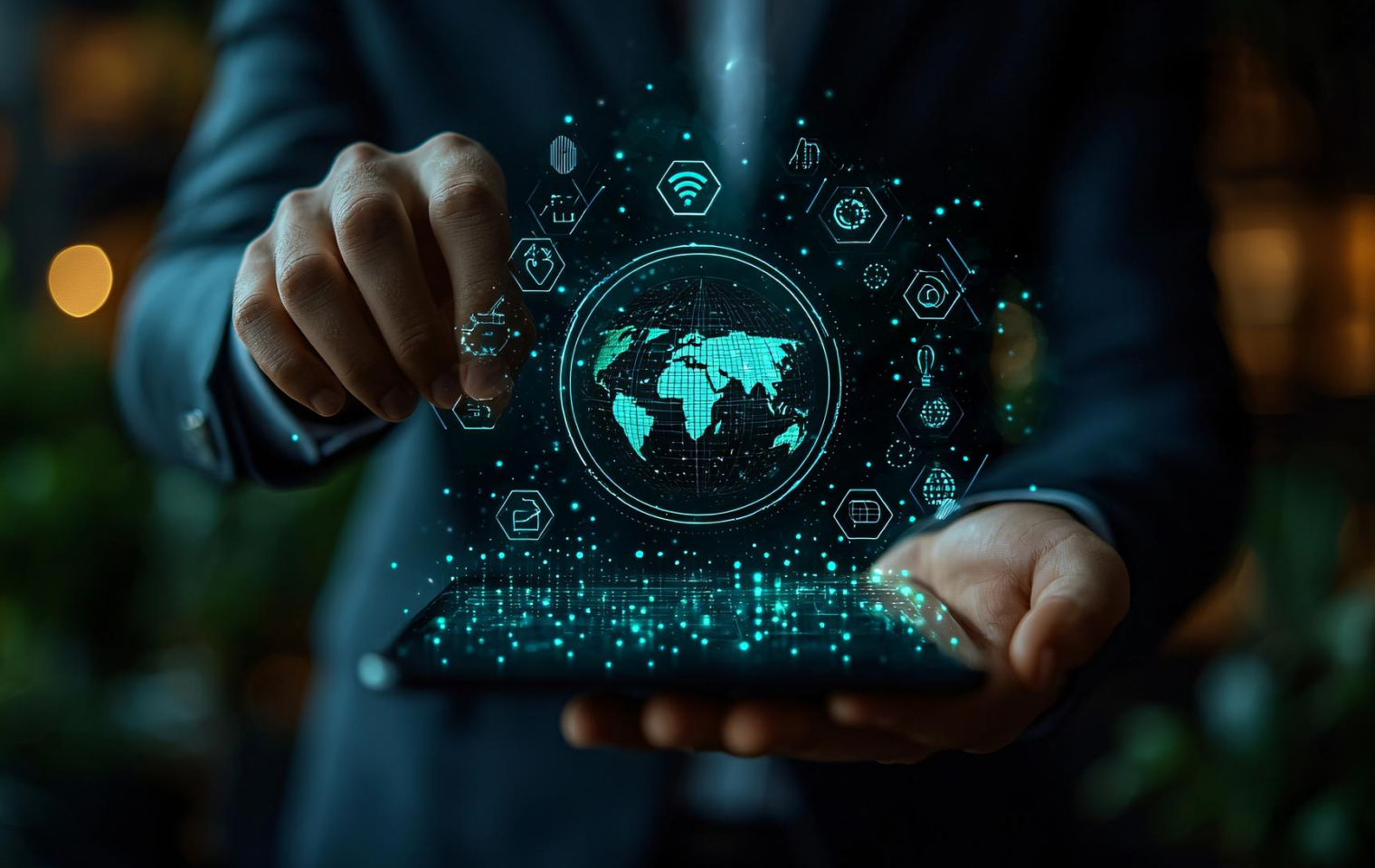 Smartphone projecting holographic global connectivity interface